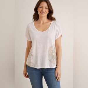 J. Jill Sand Dollar Sailing Seas T-shirt Women L Pastel Pink
